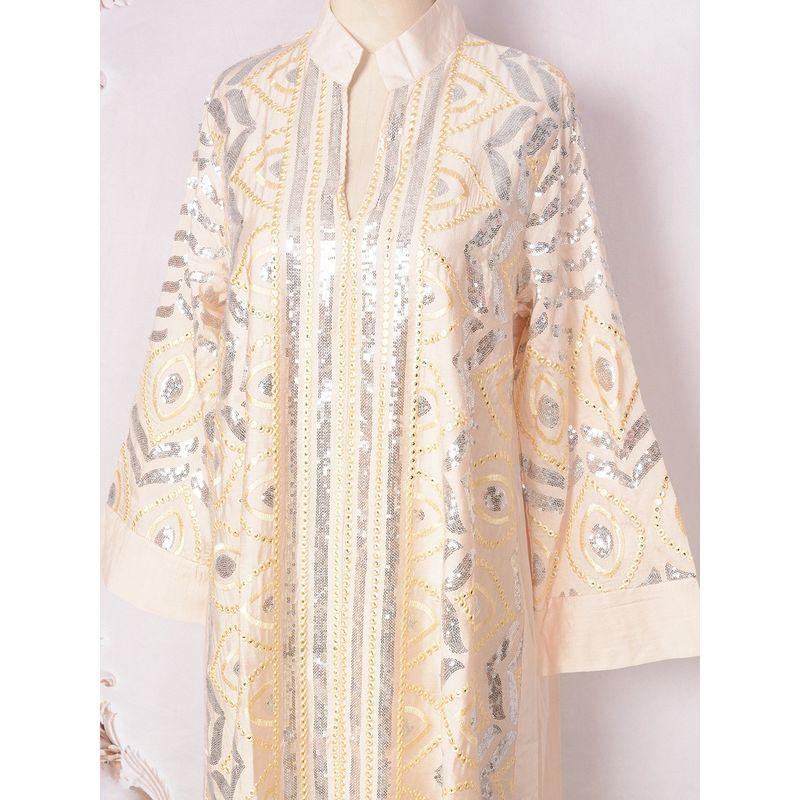 

Middle East Fashion New Sequin Embroidered Robe One piece Dress Women clothing Dubai Party Arabic Evening dress Dress Apricot 2XL