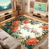 Floral Garden Theme Crystal Velvet Floor Rug Personalized Custom Name Text Warm Carpet Home Decoration