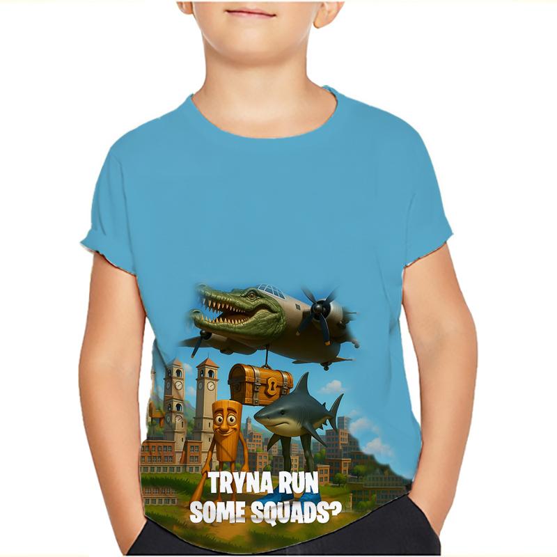 Tung Tung Tung Sahur Meme T-Shirts Bombardiro Crocodilo Kids Boys Girls Tee Tralalero Tralala Short Sleeve T Shirts Tops