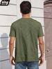 Men's Cotton T-shirt Fashion Button Design Breathable Solid Color Short-sleeved Henley Neck Tops Slim Fit Cozy Male Casual Tees