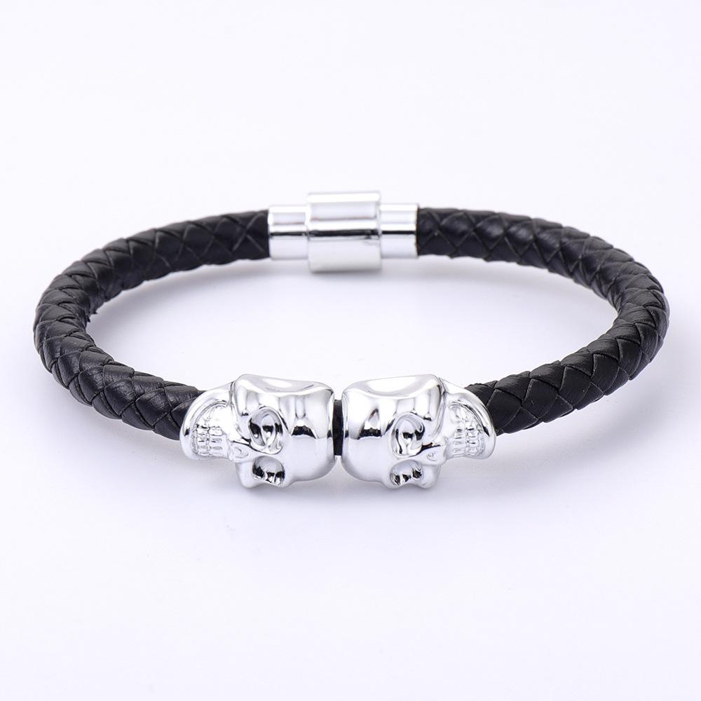 Bracelet en cuir pour hommes, crâne Pop, populaire pour garçons, Courage, chevalerie, squelette, bijoux à breloques