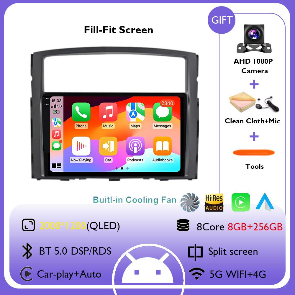 9" For Mitsubishi Pajero 4 V80 V90 2006 - 2014 Android 14 Car Radio Stereo Wireless Carplay Auto Multimedia Player GPS 4G+WIFI