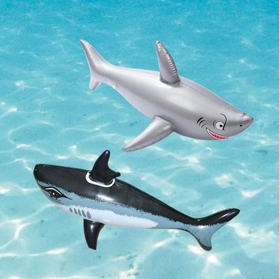 Selling Pvc Inflatable Shark Rider Pool Float, Cartoon Shark  Realistic Fish Water Play Toys For Kids