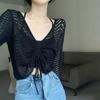 Solbeskyttende skjorte topp bluse gensere langermet snøring dame strikketopper