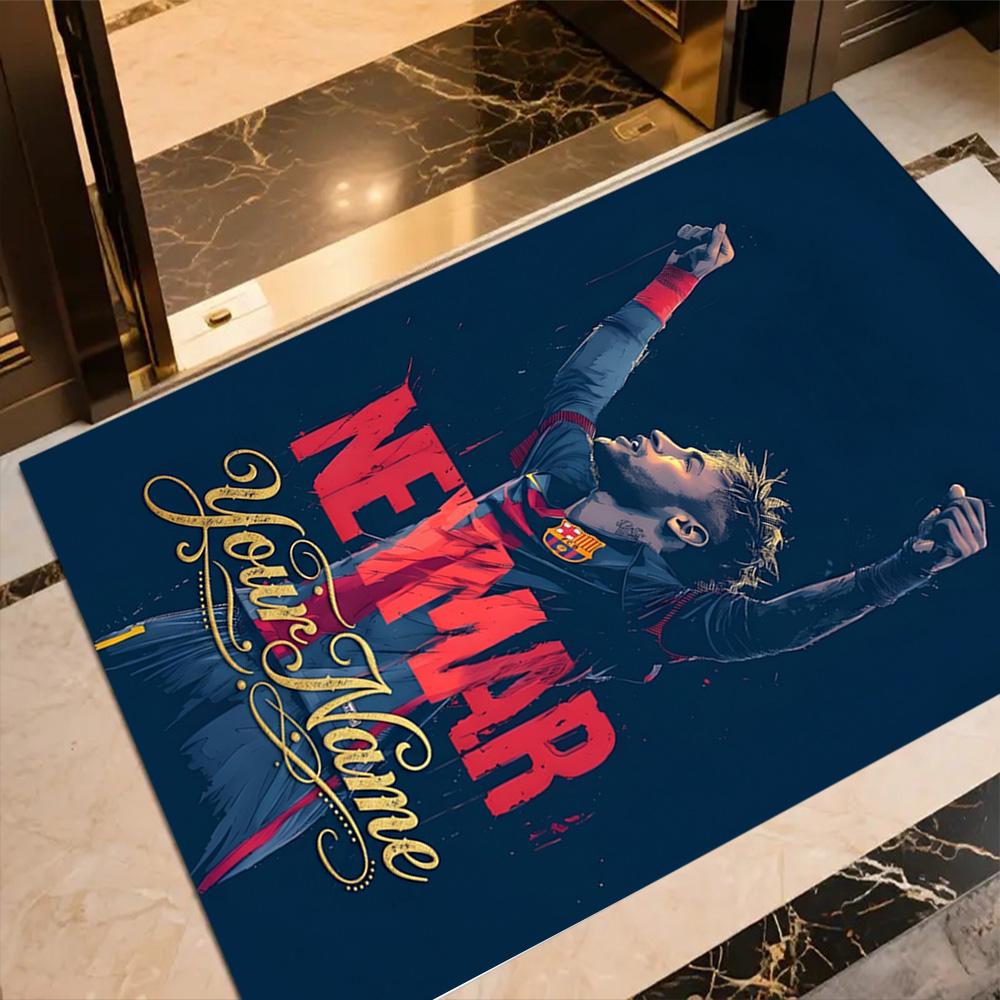 Neymar Träume Fußballlegende Personalisierbarer Namensbereich Teppich Design für Wohnheim Küche Esszimmer im Freien Rutschfester Teppich Büros Dekorieren