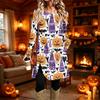 Women's Casual Printed Long Sleeve Neck Dress for Daily Wear