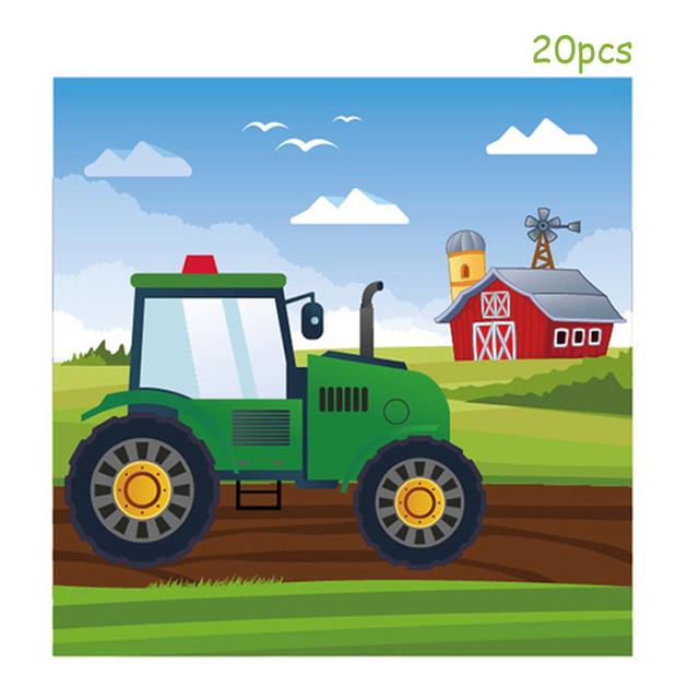 Green Tractor Birthday Decoration Tableware Balloons Cup Plate Truck Vehicle Excavator Kids Boys Party Favors Gift Baby Shower