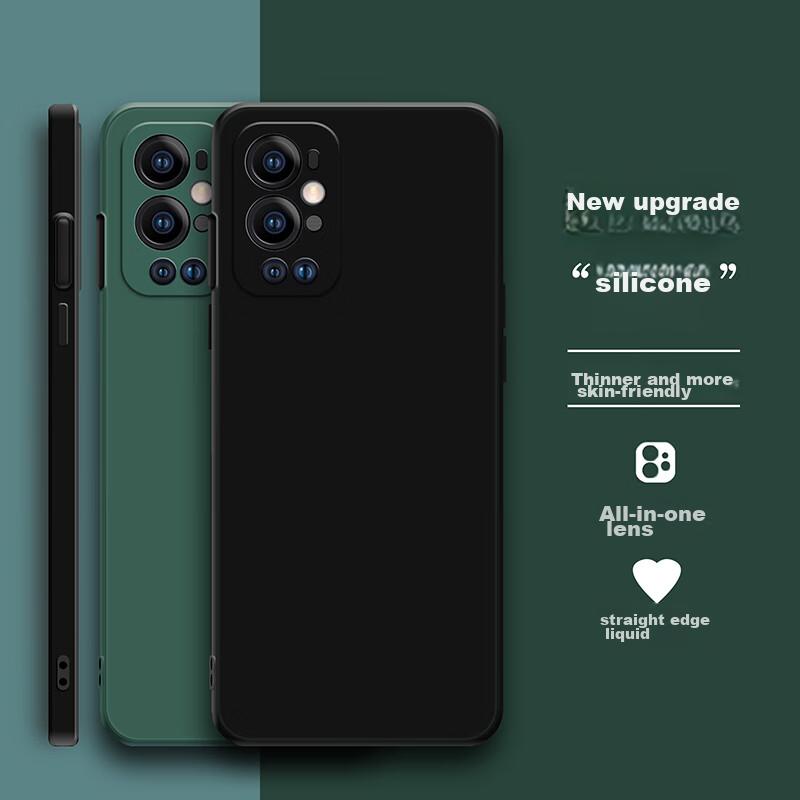 Phone Case for OnePlus 9 Pro, OnePlus 9 Pro Protective Cover, Full Lens Protection Upgraded Frosted Anti-Drop Silicone Soft Case - Midnight Black