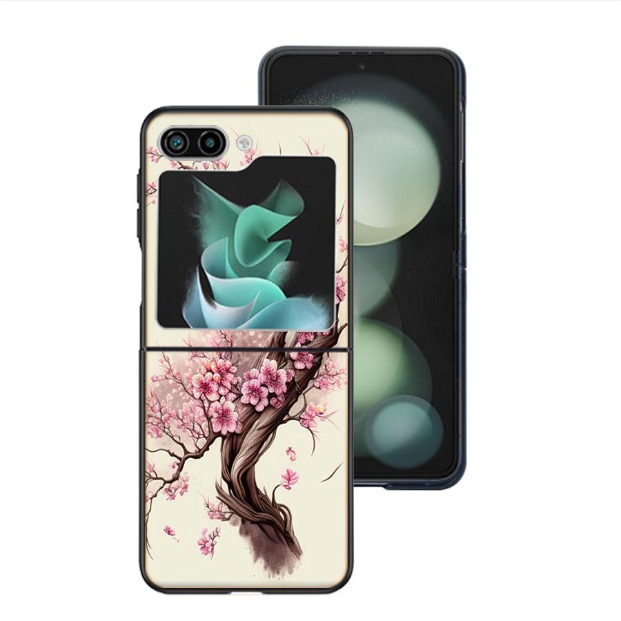 Cherry Blossom Tree Shockproof Case For Samsung Galaxy Z Flip 7 5 4 3 Z Flip 6 5G Black Hard ZFlip3 Zflip4 Zflip5 Phone Fundas