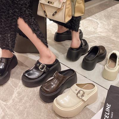 Zapatillas Mules de Plataforma de Moda para Mujer Zapatillas Slingback Zapatos 2025 Nuevo Primavera Verano Casual Fondo Plano Caminar Chanclas Femeninas