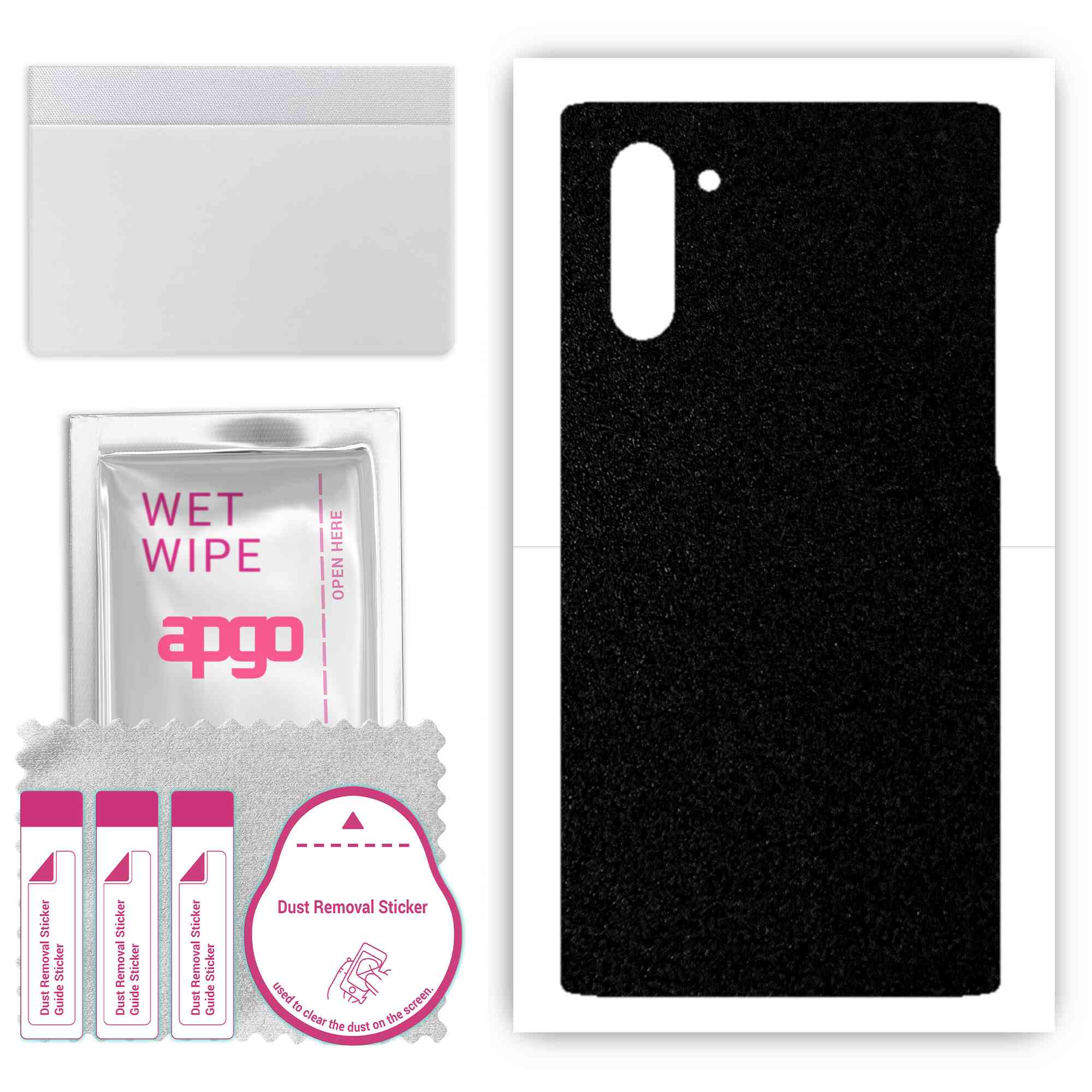 

apgo Protective Skin Sticker for the back compatible with Samsung Galaxy Note 10, Wrap Film, Foil, Vinyl - Pattern Matte Black