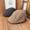 New hat women's autumn and winter Xiaoxiang style forward hat plaid cap warm and versatile