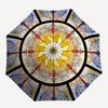 1pc Stained Glass Design Automatic Umbrella - 8-Rib Durable Frame, Portable Fashion Accessory & Holiday Gift Yy251117157