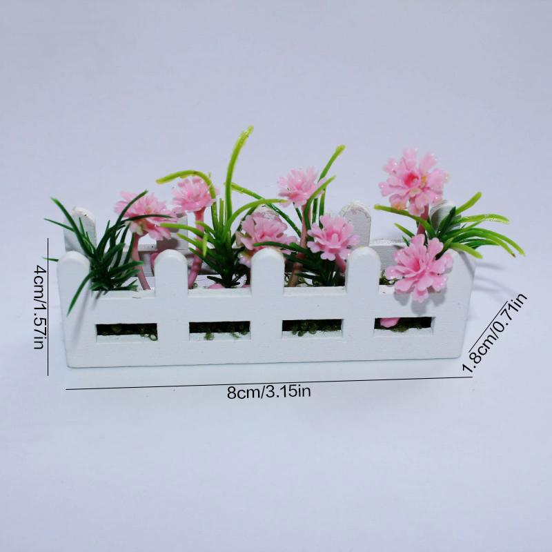 

1/12 Scale Dollhouse Flower Potted Plant Mini Garden Decoration Micro Landscape Ornament For Dolls Houses рожевий
