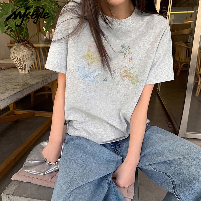 MJ STYLE Cherry Starfish Graffiti Short Sleeve T-Shirt