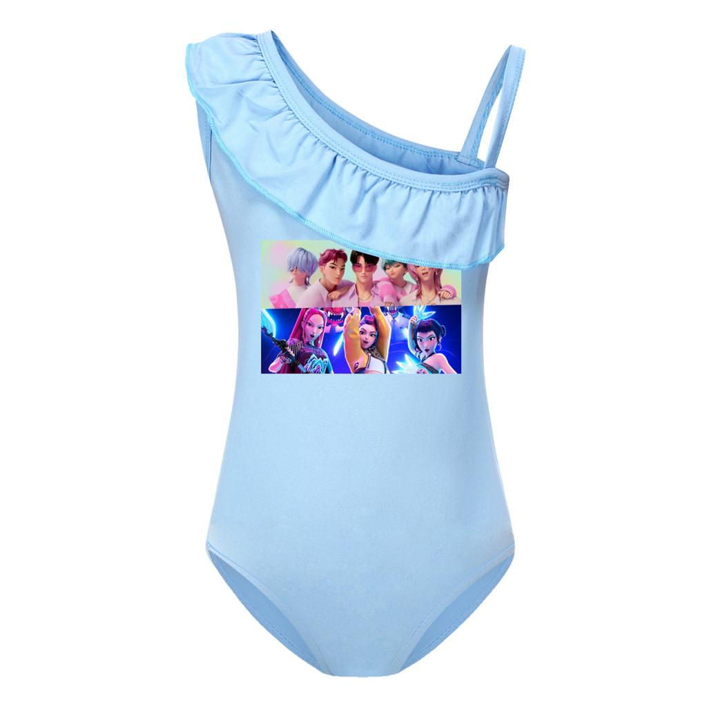 

4915 Kids Girls Sajaboys Rumi Mira Zoey Print Swimsuit Swimming One-piece Bodysuit Swimwear 100cm