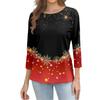 Women's Casual Three-Quarter Sleeve Christmas Print Neck Top