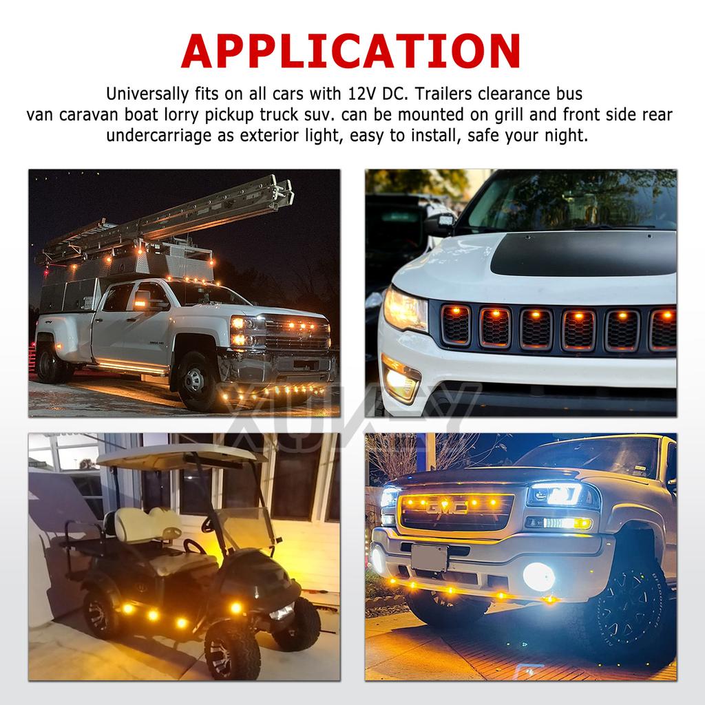 4/8pcs Car Light Front Grille Lamps Bumper Grill Hood Amber Led Lights For Dodge RAM 1500 2500 3500 Interior Car Accessories Dome Lights 6