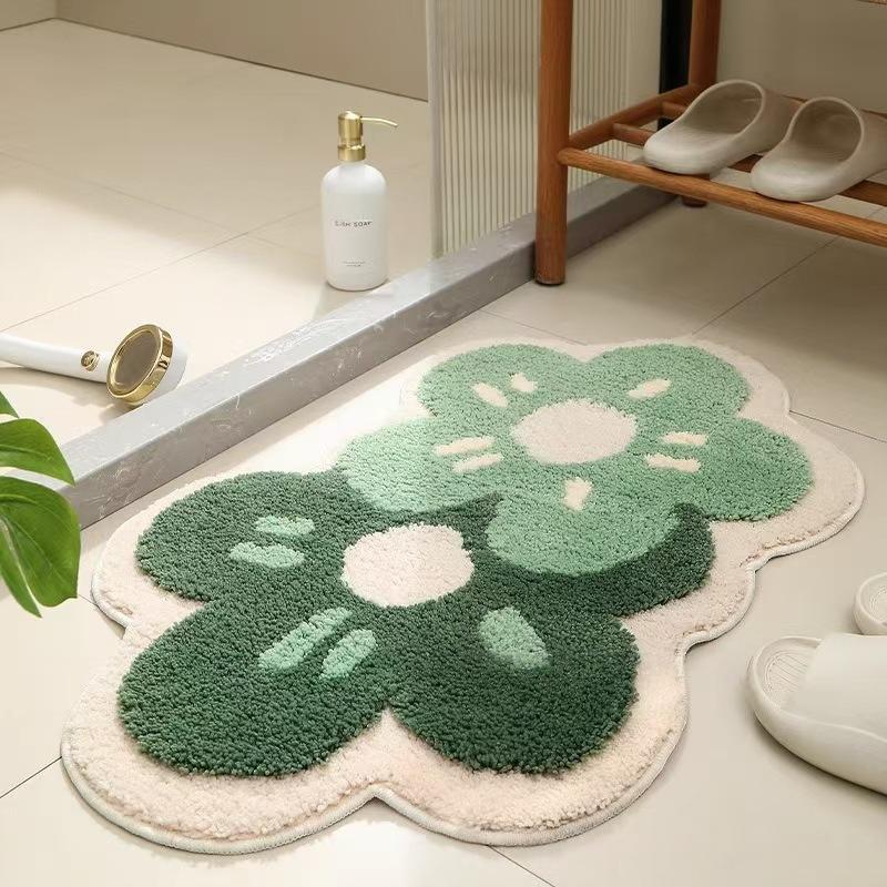 Cartoon Flower Carpet Living Room Bedroom Dirt Resistant Carpet Irregular Foot Pad
