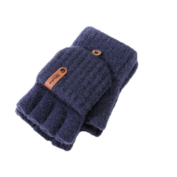 Men's and Women's Autumn/Winter Flip-Top Fingerless Gloves Warm, Windproof, Stylish Commuter Gloves for Office Wear Exposed-Finger Design