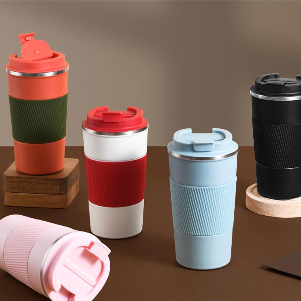 Insulated Coffee Vacuum Coffee Cup Ceramic Inner Travel Coffee Tumbler Reusable Thermal Cup With Lid And 201 Stainless Steel Outer For Home Office