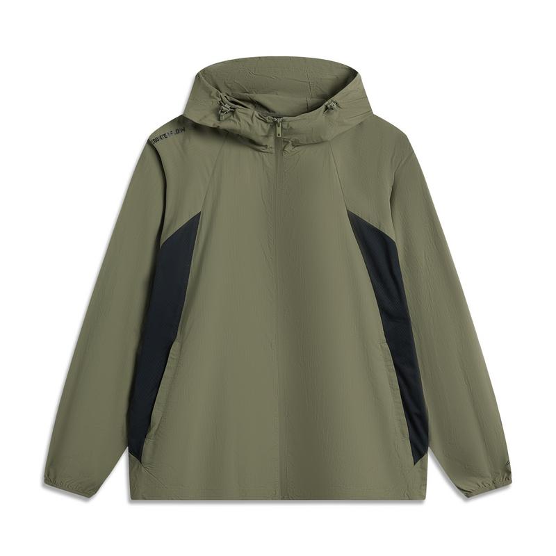 Li Ning CF Outdoor Series Breathable Water-Resistant UV Blocker UPF 40+ Ultra-Light Waterproof Sun Protection Jacket Men Jacket Tea-Green AFDV371-5