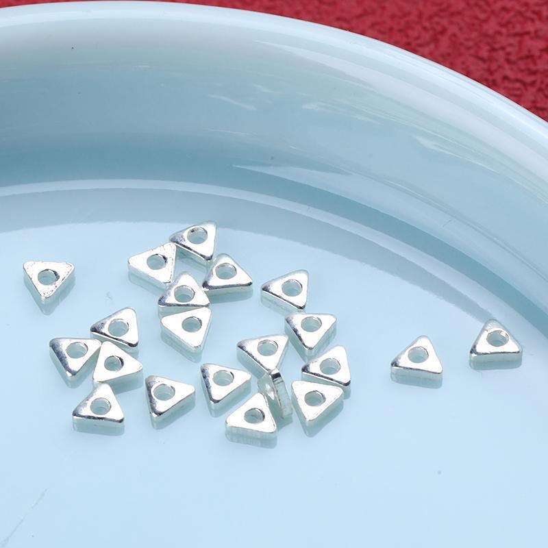 Handmade S999 Sterling Silver Triangle Spacer Beads for DIY Jewelry and Accessories.