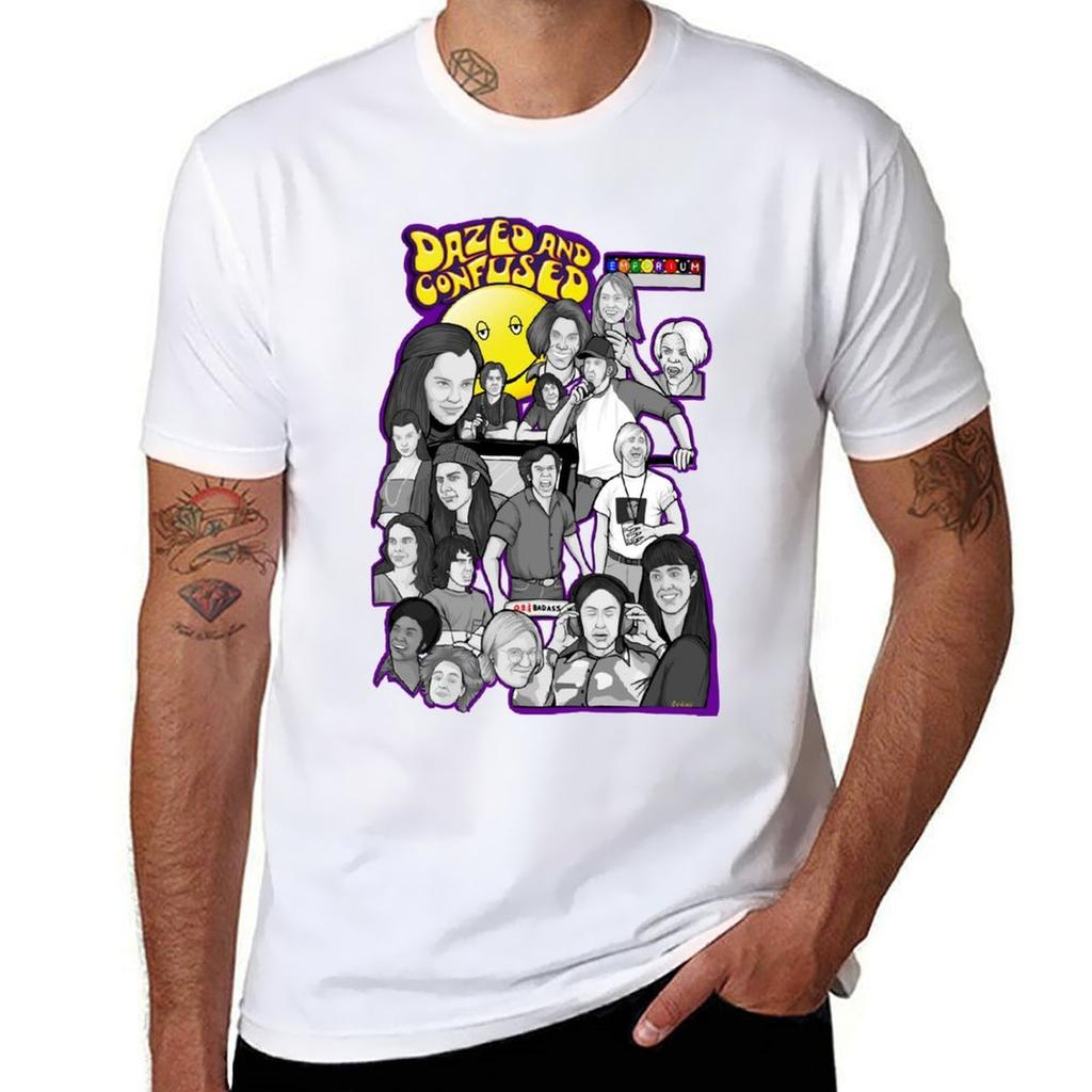 Benommener und verwirrter Charakter Collage Kunst T-Shirt Moderner Druck Lässiges T-Shirt