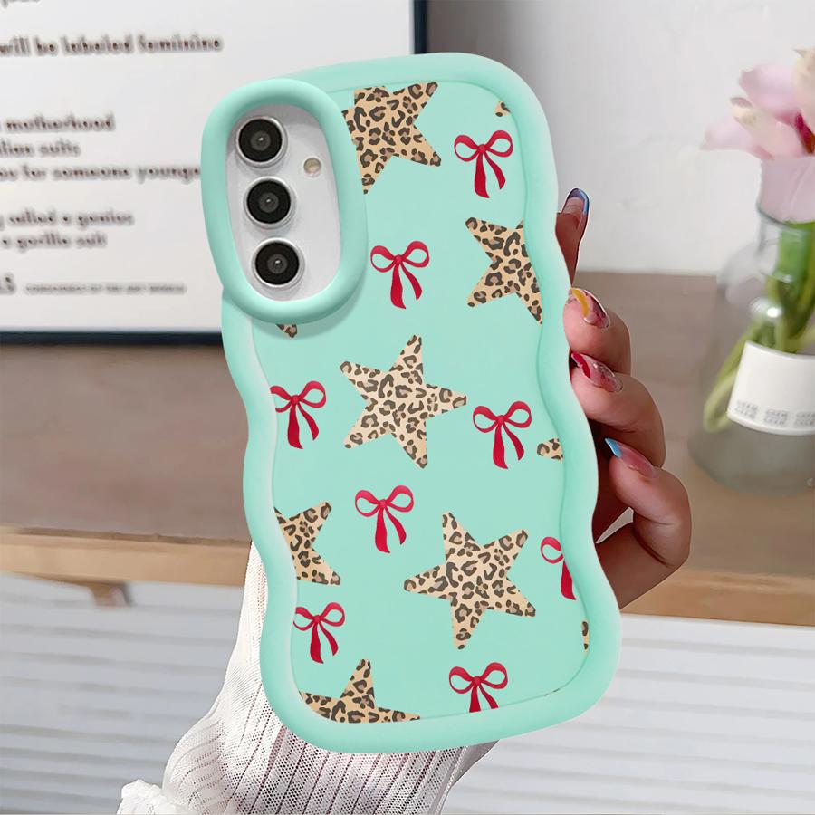 Case for Samsung Galaxy A21s A52 A11 A15 A13 A16 A14 A12 Soft Phone Cover A22 A53 A23 A04 A06 A05 A33 A03 Leopard Love Star