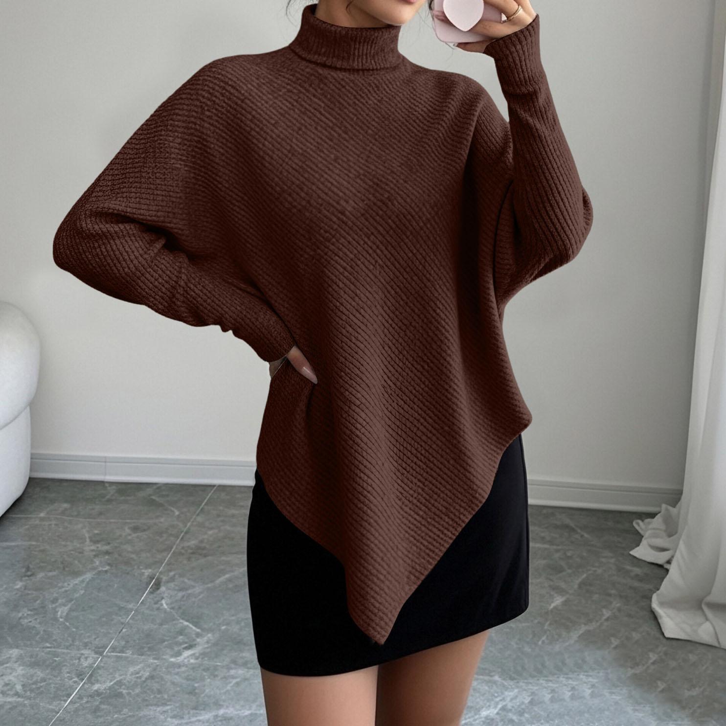 Women s Top Asymmetrical Knit Ribbed Long Sleeve Blouse for Fall Spring M