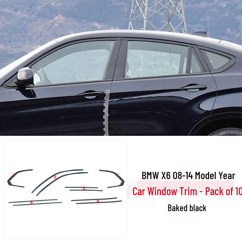 Black Window Trim & Door Frame Strip for BMW 3, 5 Series, X3, X5, X6 - Decorative Black Warrior Edition.