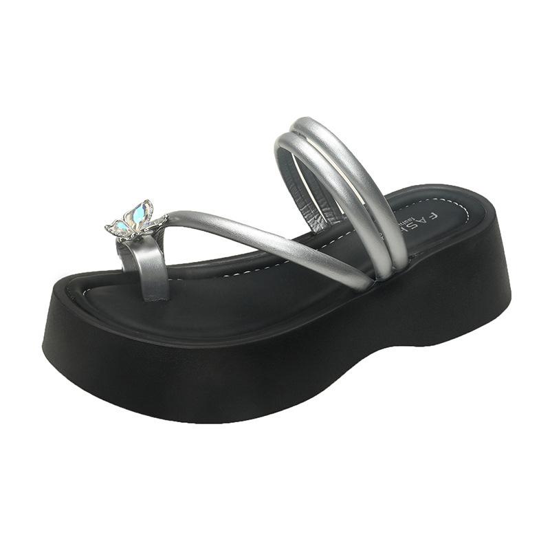 Slippers thick-soled new 2025 fairy style fashion Korean outer wear female summer with skirt cover toe round head cool slippers