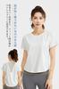 MORGEN SKY Short Sleeve Yoga Activewear Top with Round Breathable Thin and Stretch and Flattering for and Fitness Women's Hem, Mesh, Fabric, Slimming,