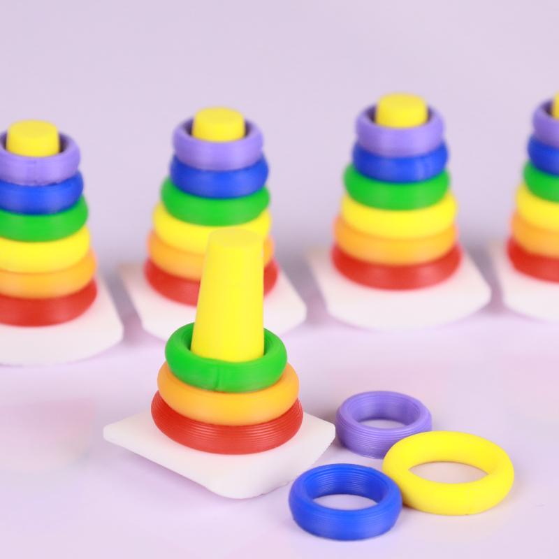 2 Sets Dollhouse Early Learning Rainbow Stacking Toys Puzzle Development Intelligence Rainbow Tower Baby Toy Gift Stack Ring