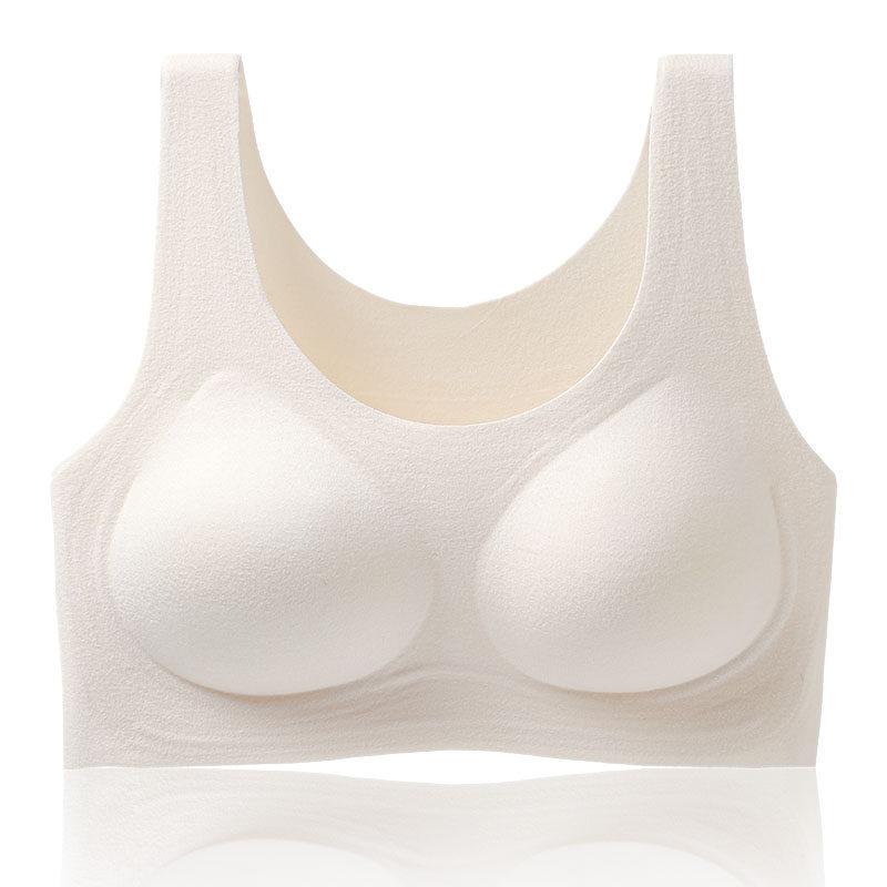 Autumn and winter polished thermal underwear women's invisible seamless large breasts show small liquid foundation beauty vest type fixed cup bra