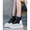 Fashion 2025 Autumn Early Winter Shoes Women Modern Ankle Boots Genuine Leather Ladies Flat Platform Shoes Black White Heels 8cm D521