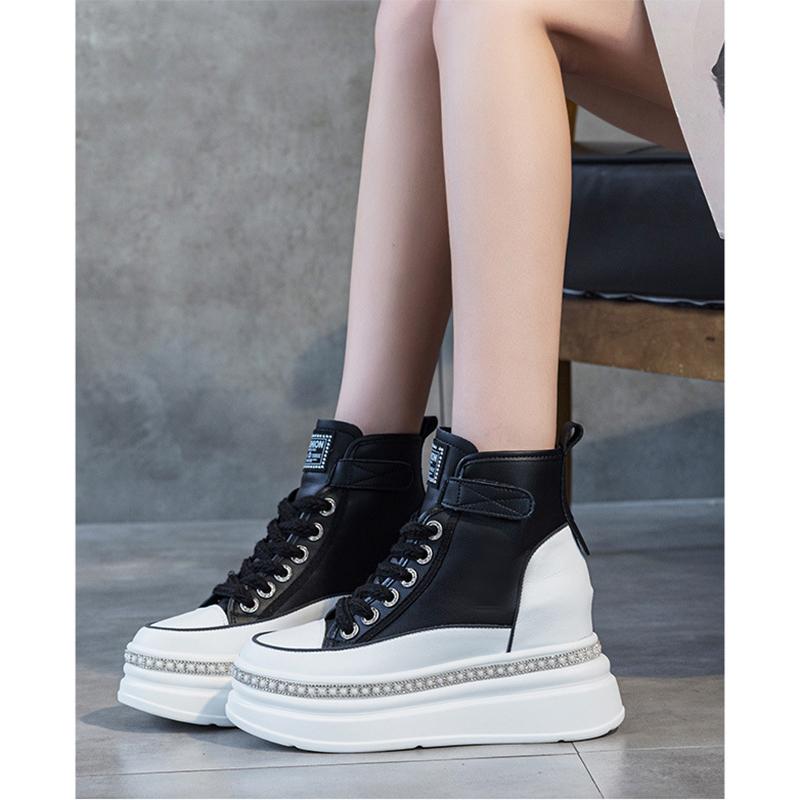 2025 Autumn Early Winter Shoes Women Modern Ankle Boots Soft Brand Ladies Platform Shoes Black White High Heels 8cm