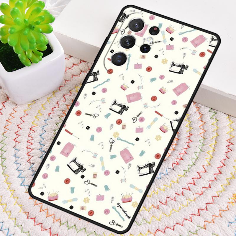 Sewing Machine Print TPU Phone Case For Samsung Galaxy Note 10 Pro S26 S25 S24 S23 S22 Ultra Plus S21 FE S20 Shockproof Cover