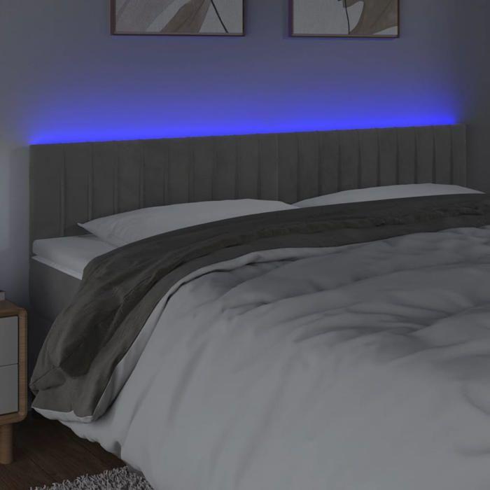 Maison Exclusive - Tête de lit à LED Gris clair 180x5x78/88 cm Velours