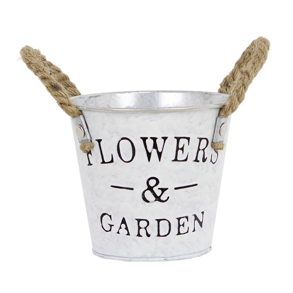 

Vintage Planters Iron Pot Letter Printed Flower Basket Desk Garden Home Decor
