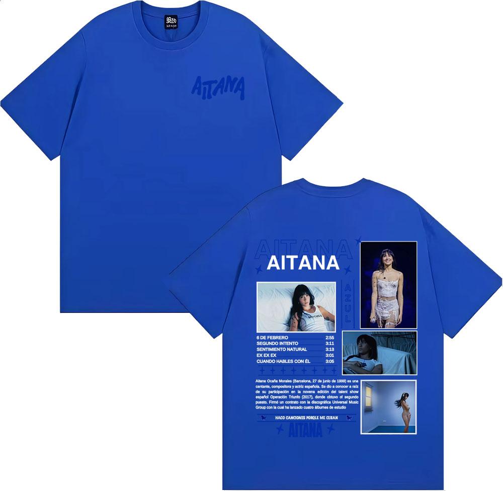 Cantante Aitana Cuarto Azul Álbum Tour Portada Camisetas Unisex Tendencia de Moda High Street Camiseta Mujer Verano Cuello Redondo Camisetas de Algodón