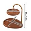 Wooden Tray Round 2-Tier Vintage Display Holder Jewelry Storage Organizer Decorative Tray for Entryway Bedroom Living Room