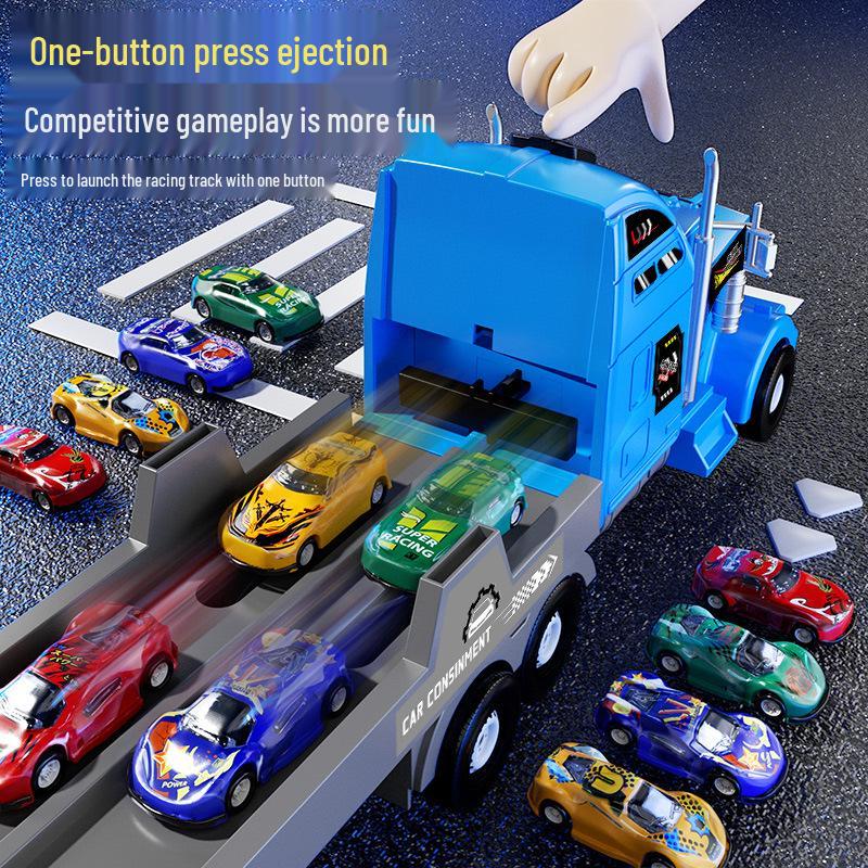 Dual Track Deformable Ejection Truck Toy with Inertial Storage - Large Alloy Container for Kids