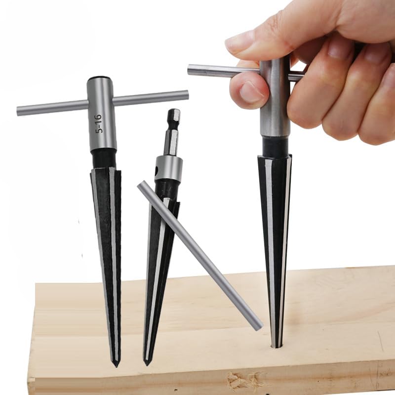 Hex Shank Tapered Reamer Drill Tool for and Chassis Manual Cutting Tool for Use with Electric Professional Grade for Woodworking T-Hole Drilling,