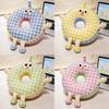 Style Round Grid Nap Pillow Office Rest Cushion With Embroidered Fabric For Home Use