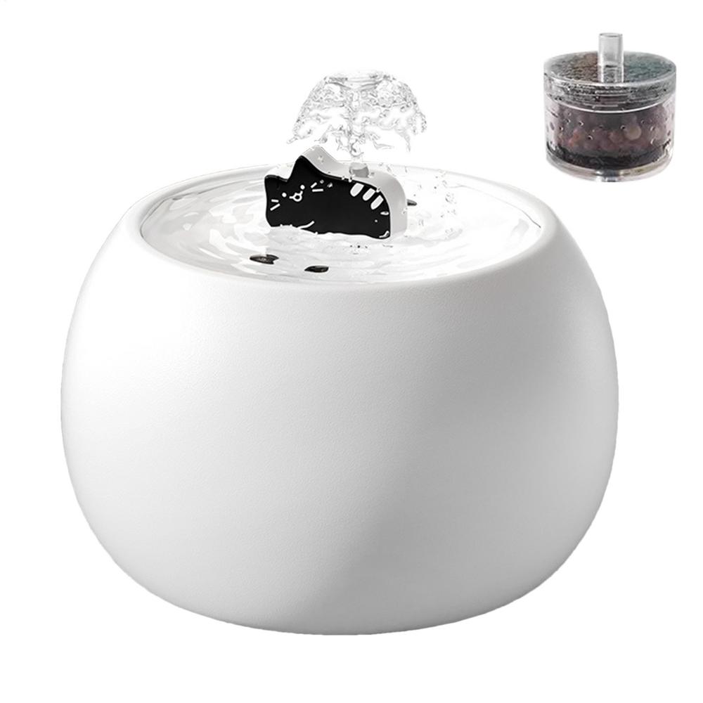 

Pet Water Fountain Automatic Pet Water Fountain Rechargeable Automatic Dispenser with Sensor Filtered Waterer 3D Design for Home білий
