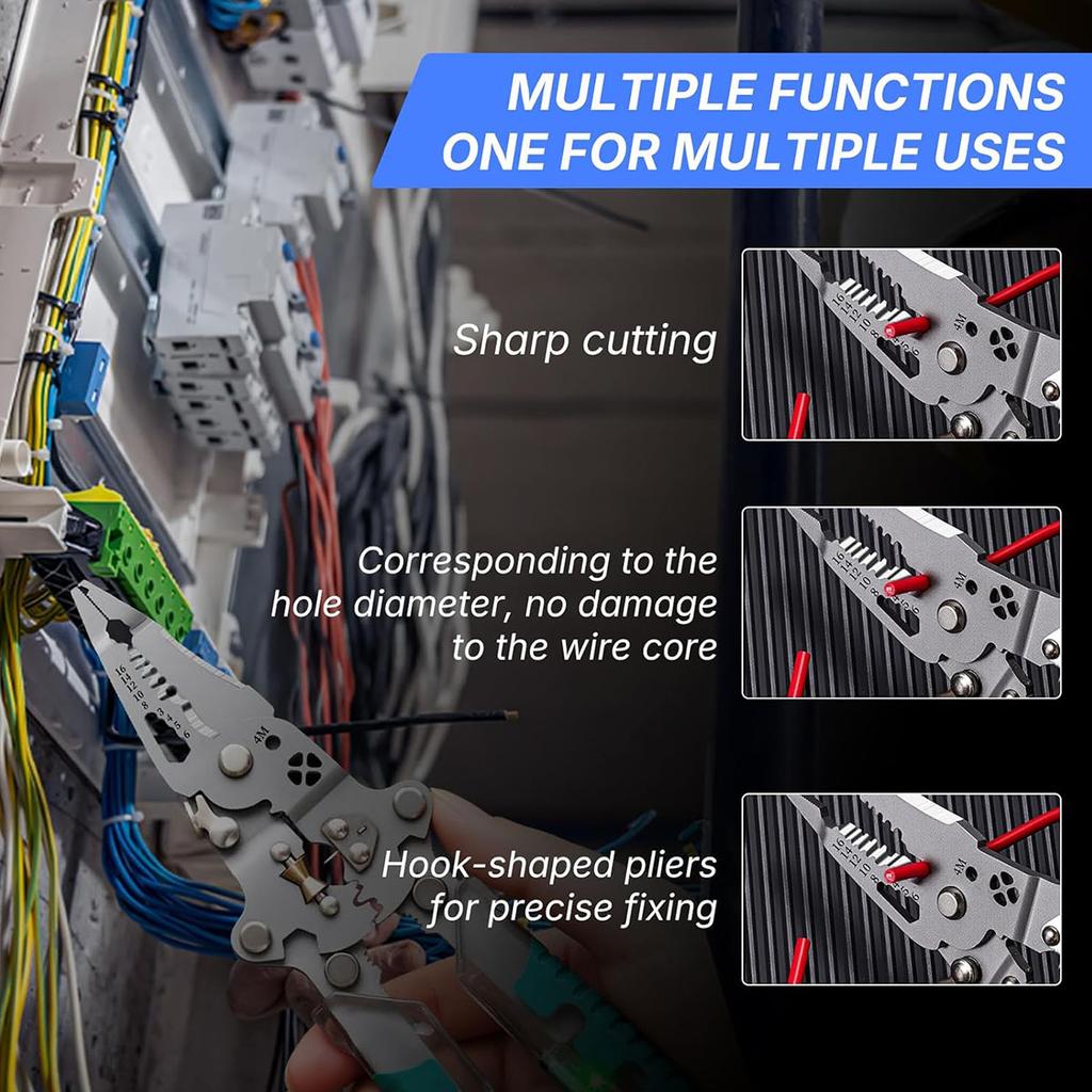 17 In 1 Foldable Wire Stripper with , Multifunctional Professional Electrician's Pliers, Cable Stripping Pliers for Cutting