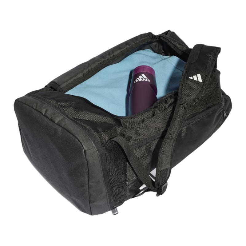 adidas Recycled Polyester Plain Weave Fabric Travel Bag Medium Size Unisex Black Adidas HS9755