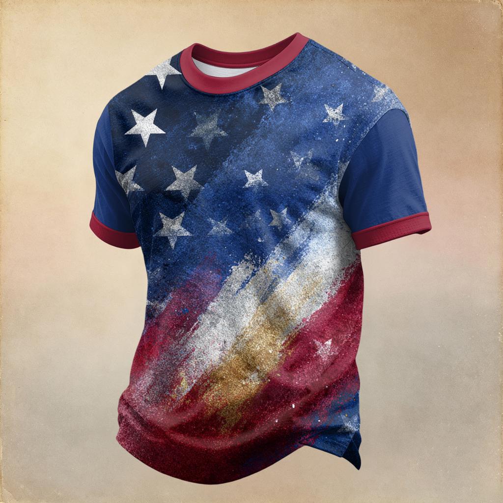 Men's Casual Printed Round Neck Short Sleeve T-Shirt, Lightweight and Breathable for Everyday Wear