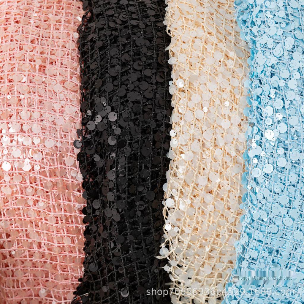 Gradient Pink Round Gold Glitter 3D Sequin Embroidered Mesh Fabric for Stage Scenery, Available Now.